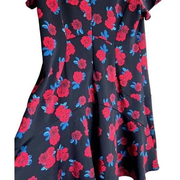 Lane Bryant Fit & Flare Dress Women 20 Retro Pin Up Short sleeves Roses Floral - Picture 10 of 11